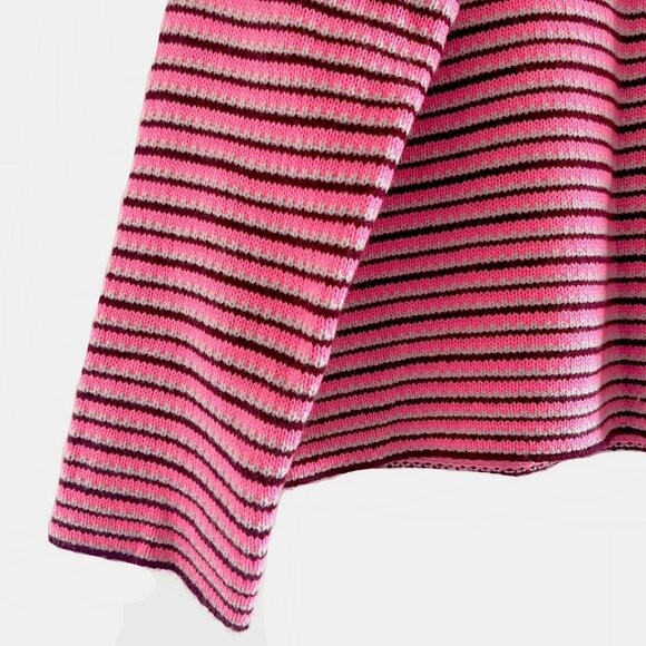 NWT Lisa Yang Avery Striped Cashmere Sweater in Pink/ Burgundy - Picture 11 of 12